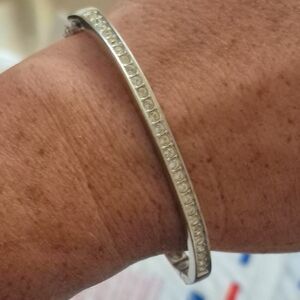 SWAROVSKI swan Label Silver Cuff Bracelet- Crystal